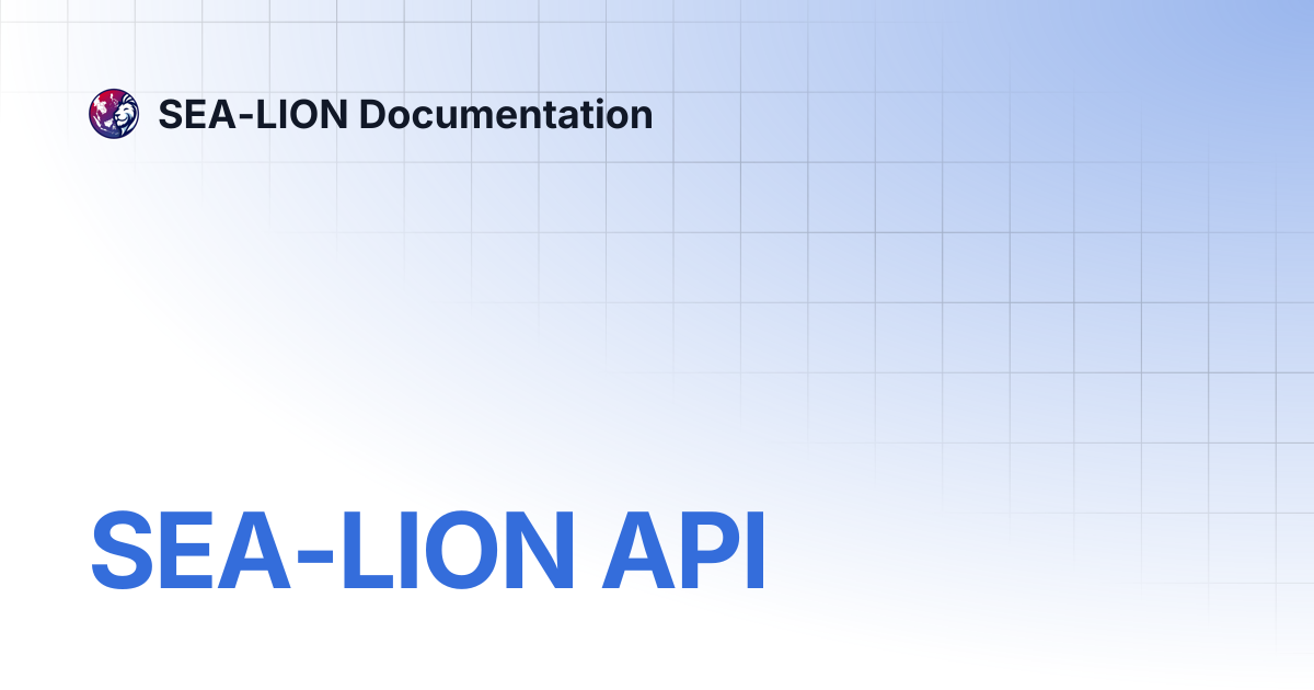 SEA-LION API | SEA-LION Documentation